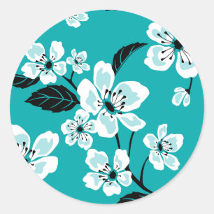 CHERRY BLOSSOM - SAKURA (AQUAMARIN) RUNDER AUFKLEBER