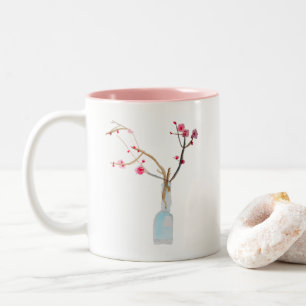 Cherry Blossom Sakura Aquarellkunst Zweifarbige Tasse