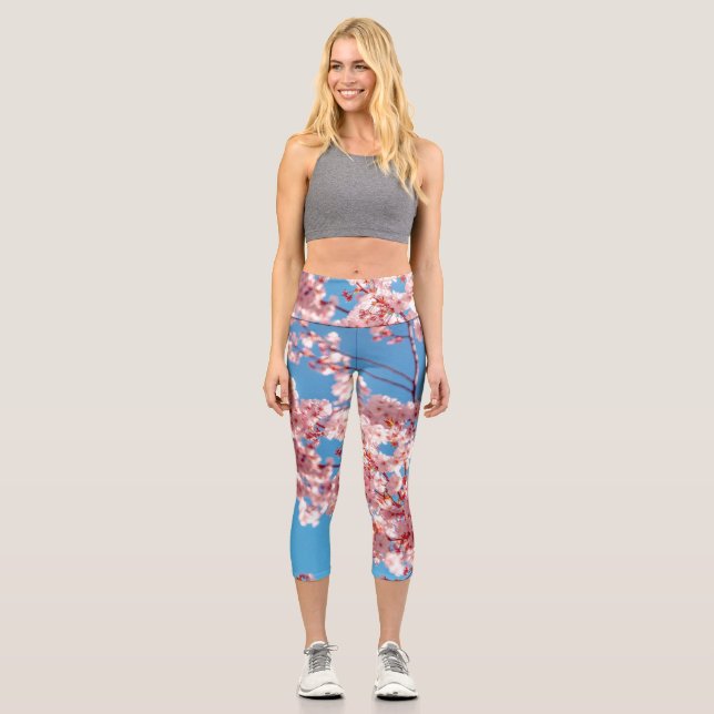 Cherry Blossom Sakura Blume Capri Leggings (Vorderseite)
