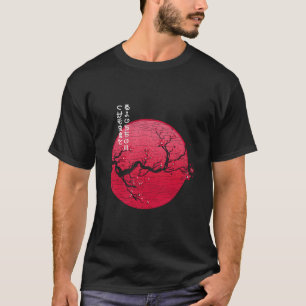 Cherry Blossom Sakura Blume Roter Mond T-Shirt