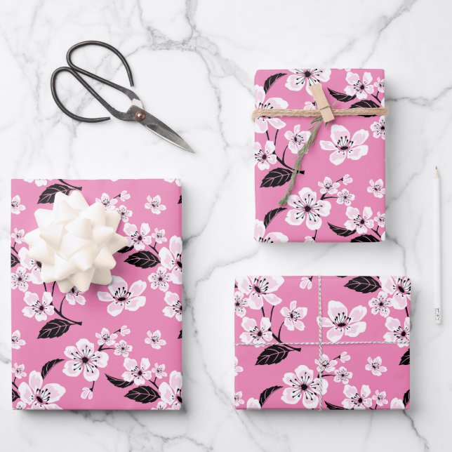 CHERRY BLOSSOM - SAKURA (LITE PINK) GESCHENKPAPIER SET (Vorderseite)
