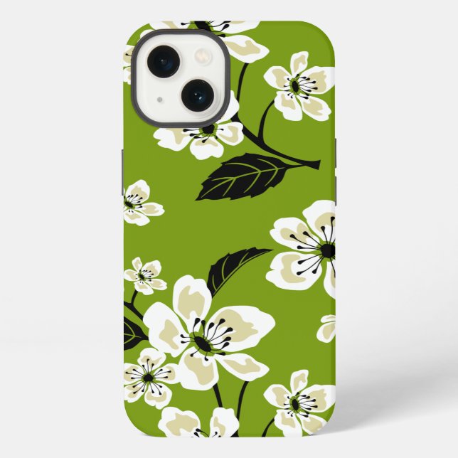CHERRY BLOSSOM - SAKURA (MATCHA GRÜNE) iPhone HÜLLE (Rückseite)