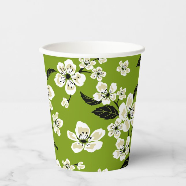 CHERRY BLOSSOM - SAKURA (MATCHA GRÜNE) PAPPBECHER (Vorderseite)