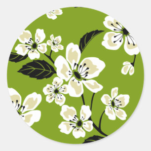 CHERRY BLOSSOM - SAKURA (MATCHA GRÜNE) RUNDER AUFKLEBER