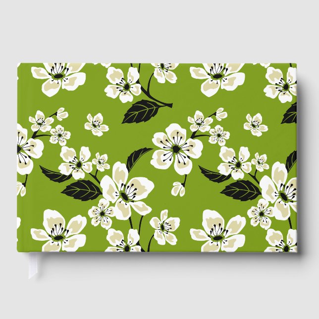 CHERRY BLOSSOM - SAKURA PATTER IN MATCHA GREEN GÄSTEBUCH (Vorderseite)