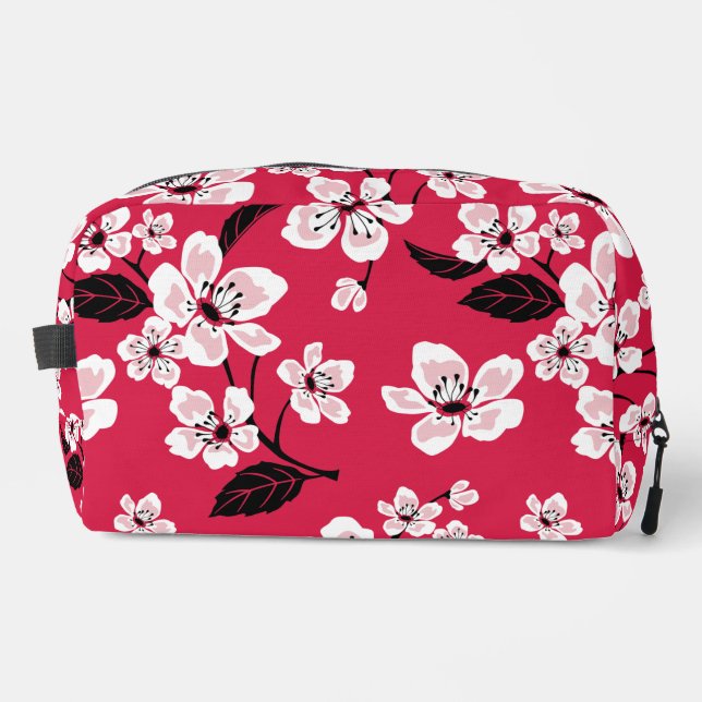 CHERRY BLOSSOM - SAKURA PATTER IN ROT WASCHBEUTEL (Vorderseite)