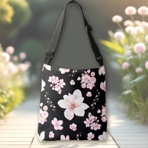 CHERRY BLOSSOM SAKURA PATTERN CROSSBODY BAG TRAGETASCHEN MIT LANGEN TRÄGERN