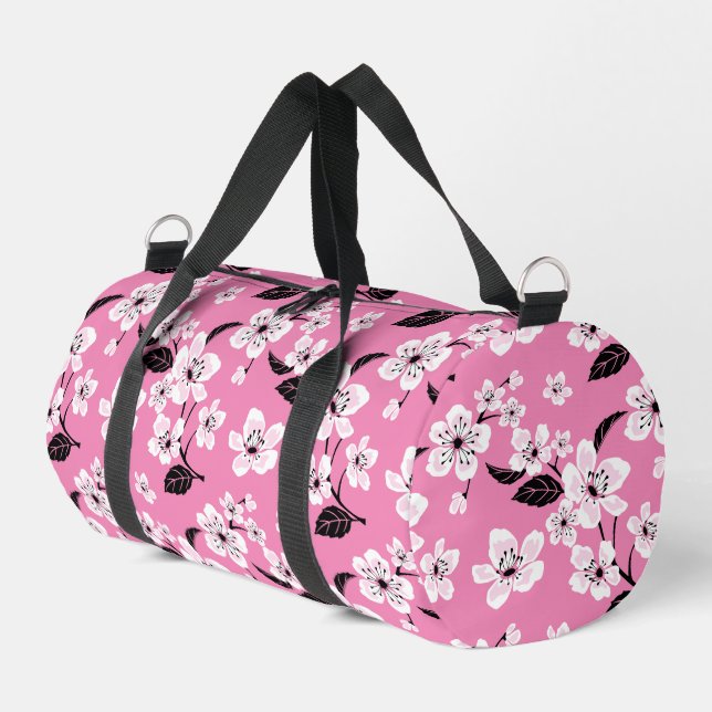 CHERRY BLOSSOM - SAKURA PATTERN IN LITE PINK DUFFLE BAG (Linke Seite)