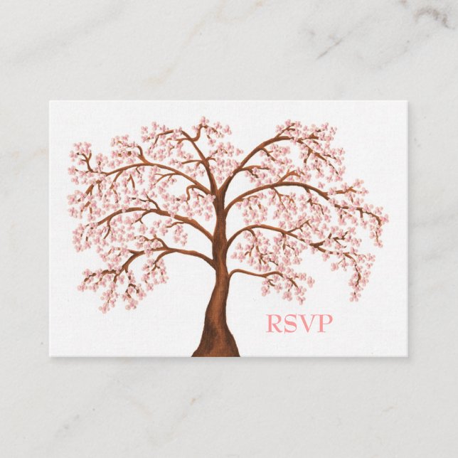 Cherry Blossom Sakura Pearl Wedding RSVP Cards Begleitkarte (Vorderseite)