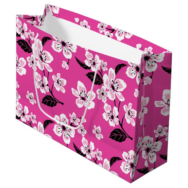CHERRY BLOSSOM - SAKURA (PINK) Geschenktasche Große Geschenktüte (Vorderseite Schrägansicht)