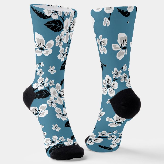 CHERRY BLOSSOM - SAKURA (RAUCHBLAU) SOCKEN (Gewinkelt)