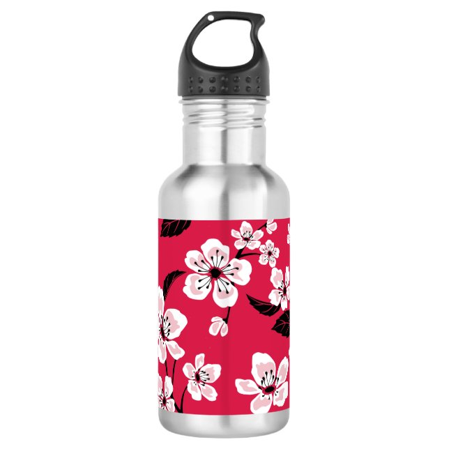 CHERRY BLOSSOM - SAKURA (RED) EDELSTAHLFLASCHE (Vorderseite)