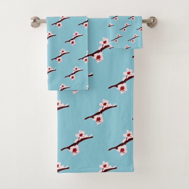 Cherry Blossom, Sakura, rosa Blumenmuster Badhandtuch Set (Insitu)