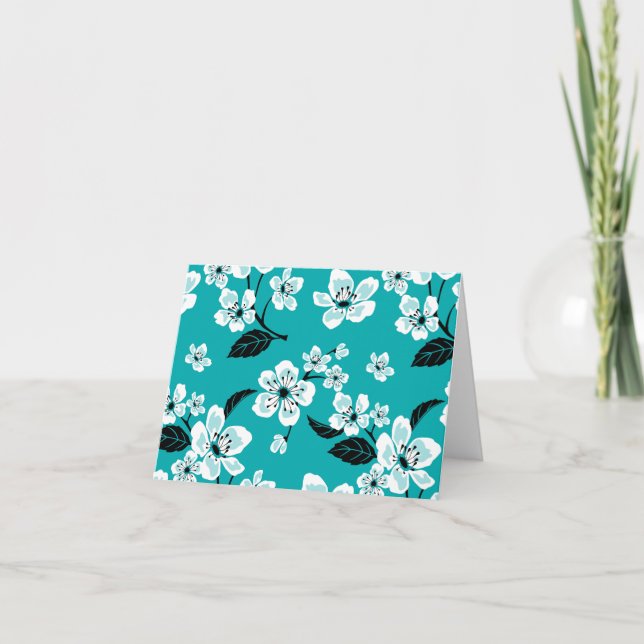 CHERRY BLOSSOM - SAKURA (TEAL) DANKESKARTE (Vorderseite)
