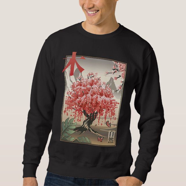 Cherry Blossom Sakura Tree Mt Fuji Japan Sweatshirt (Vorderseite)