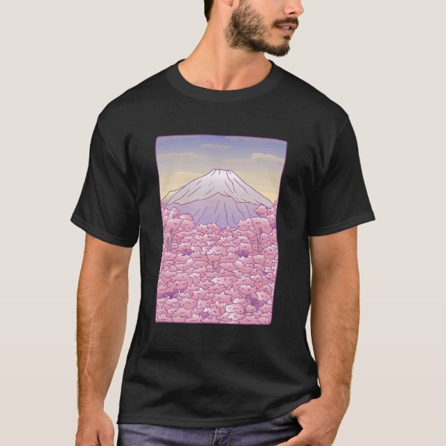 Cherry Blossom Sakura Tree Mt Fuji Japan T-Shirt (Vorderseite)