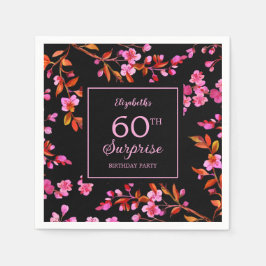 Cherry Blossom Sakura Überraschung Schwarzer Gebur Serviette