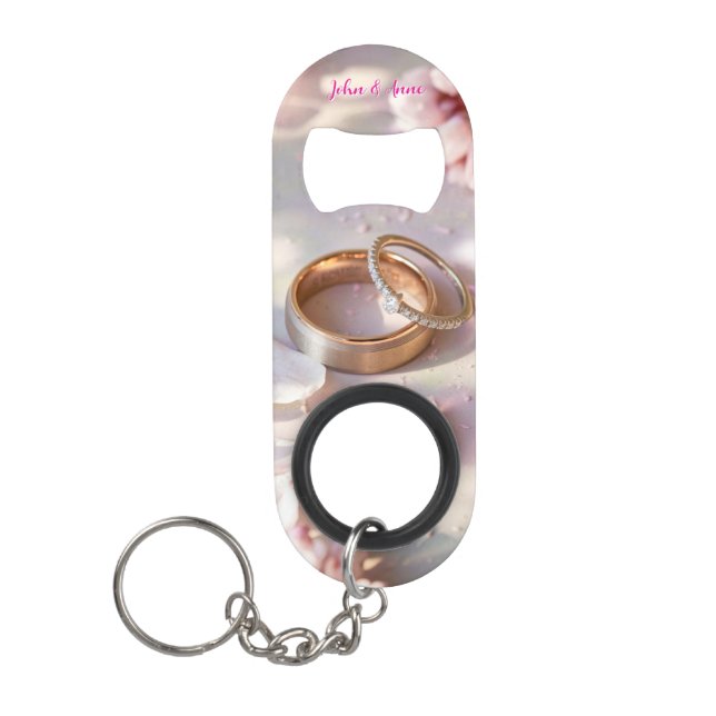 Cherry Blossom, Sakura und Hochzeitsrings #2 Mini Flaschenöffner (Vorderseite)