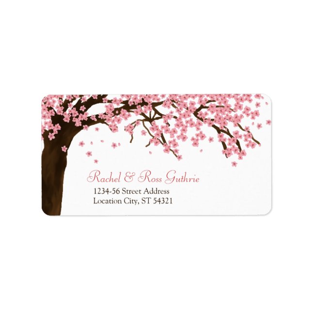 Cherry Blossom / Sakura Watercolor Wedding Address Adressaufkleber (Vorne)