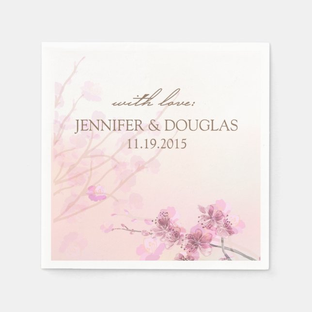Cherry Blossom/Sakura Wedding Cocktail Napkin Serviette (Vorderseite)