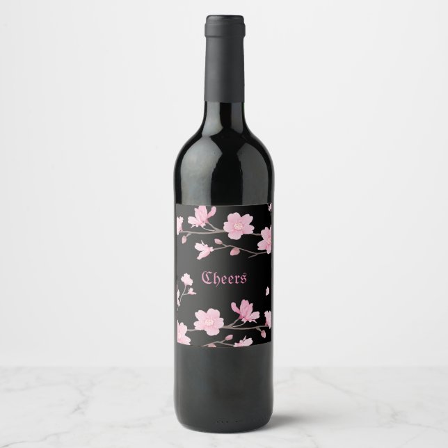 Cherry Blossom - Sakura Weinflasche - Etikett (Vorderseite)