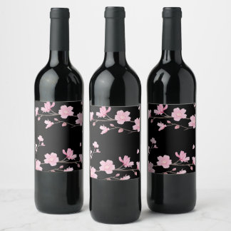 Cherry Blossom – Sakura Wine Bottle Label Weinetikett