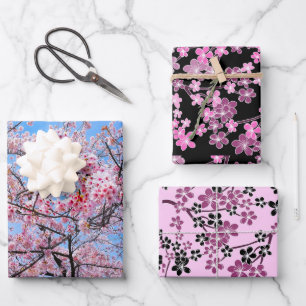 Cherry Blossom Sakuras Orientales Blumenmuster Geschenkpapier Set