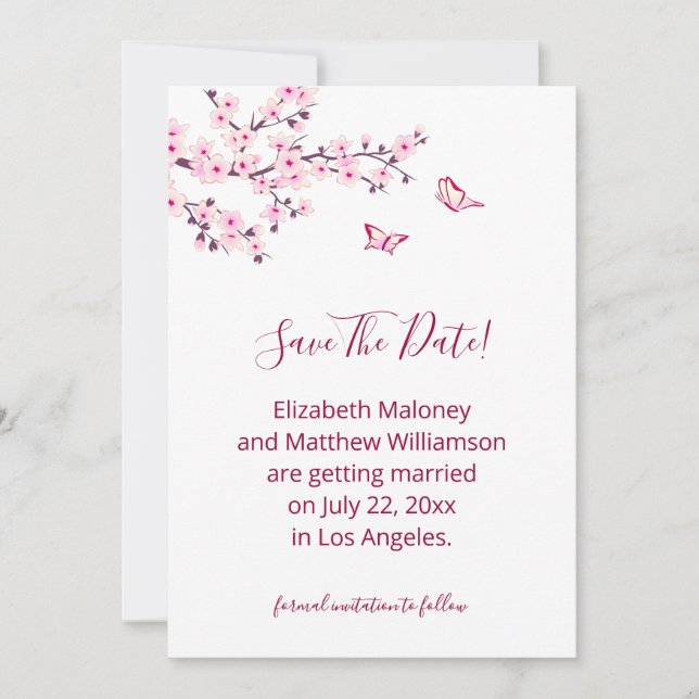 Cherry Blossom  Save The Date Card (Vorderseite)