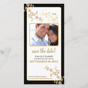 Cherry Blossom Save the Date Fotokarte (gold/schwa