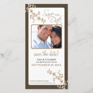 Cherry Blossom Save the Date Fotokarte (taupe)