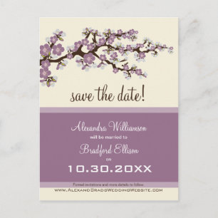 Cherry Blossom Save the Date Postkarte (lilac)