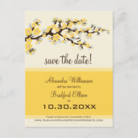 Cherry Blossom Save the Date Postkarte (Zitrone)