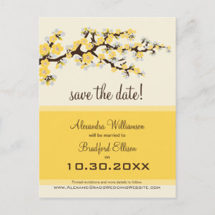 Cherry Blossom Save the Date Postkarte (Zitrone)