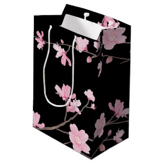 Cherry Blossom - Schwarz Mittlere Geschenktüte