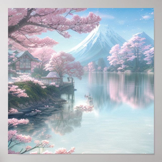 Cherry Blossom See in Mist Poster (Vorne)