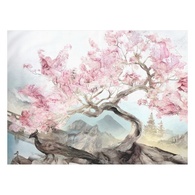 Cherry Blossom Serenade Tischdecke (Vorderseite (Horizontal))