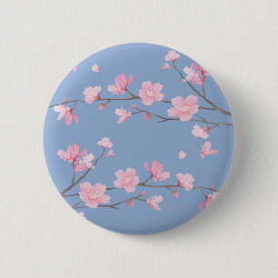 Cherry Blossom - Serenity Blue Button