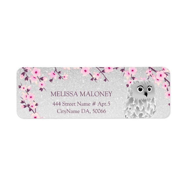 Cherry Blossom Silver Glitzer Owl (Vorne)