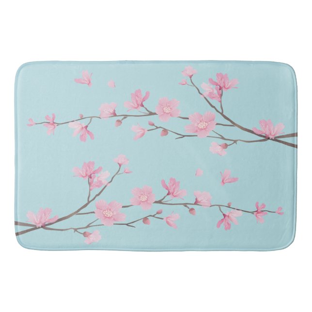 Cherry Blossom - Sky Blue Badematte (Vorderseite)