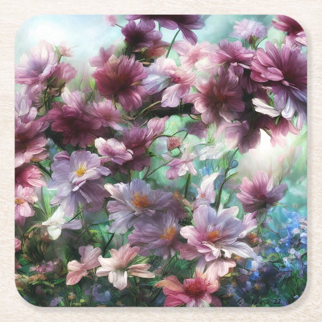 Cherry Blossom Splash Rechteckiger Pappuntersetzer (Vorderseite)