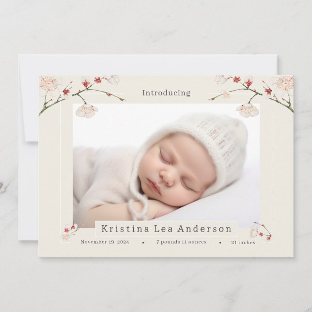 Cherry Blossom Spring Baby Ankündigung (Vorderseite)
