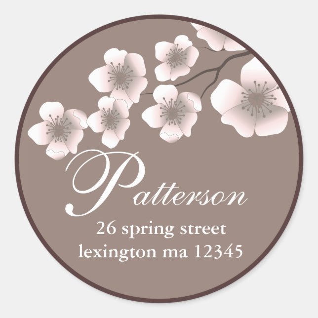 Cherry Blossom Springtime-Adressetikett Runder Aufkleber (Vorderseite)