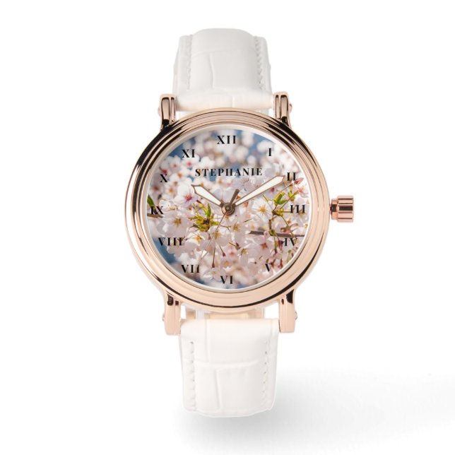 Cherry Blossom Springtime Floral Sakura Modern Armbanduhr (Vorderseite)