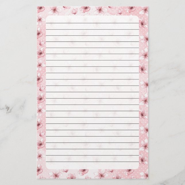 Cherry Blossom, Stationery Size: 5,5" x 8,5" Briefpapier (Vorderseite)