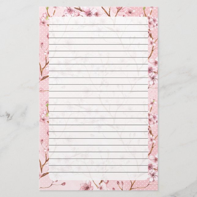 Cherry Blossom, Stationery Size: 5,5" x 8,5" Briefpapier (Vorderseite)