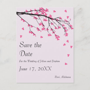 Cherry Blossom Stem - Save the Date Ankündigungspostkarte