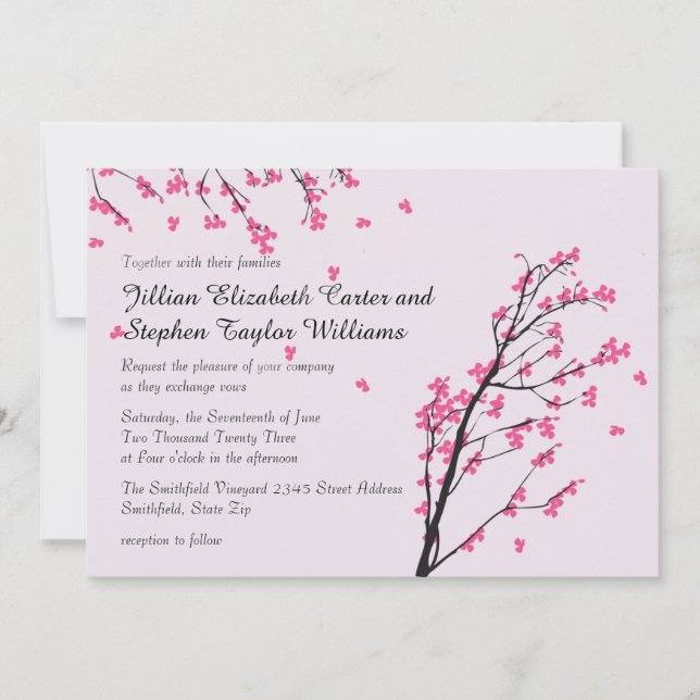 Cherry Blossom Stems - Einladung zur Hochzeit (Vorderseite)