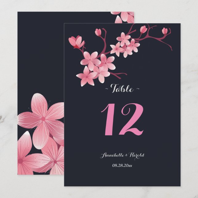 Cherry Blossom Tafelhochzeit Einladung (Vorne/Hinten)