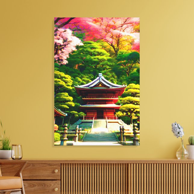 Cherry Blossom Temple Leinwanddruck (Insitu (Wohnzimmer))