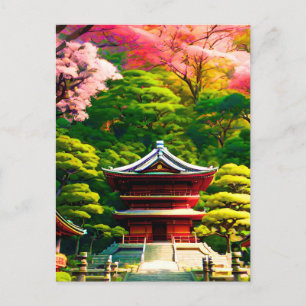 Cherry Blossom Temple Postkarte